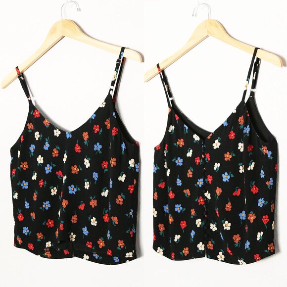 Madewell Button-Down Cami in Pressed Flowers 2 Manet True Black Vintage Inspired - Picture 6 of 15